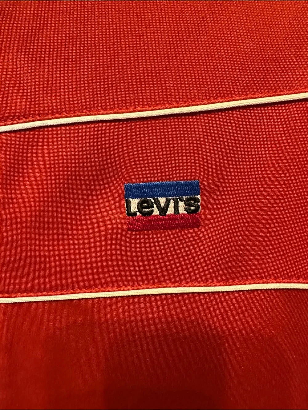 Vintage Levi’s Red Full Zip Track Jacket Retro Athletic Stripe Zip Up Large